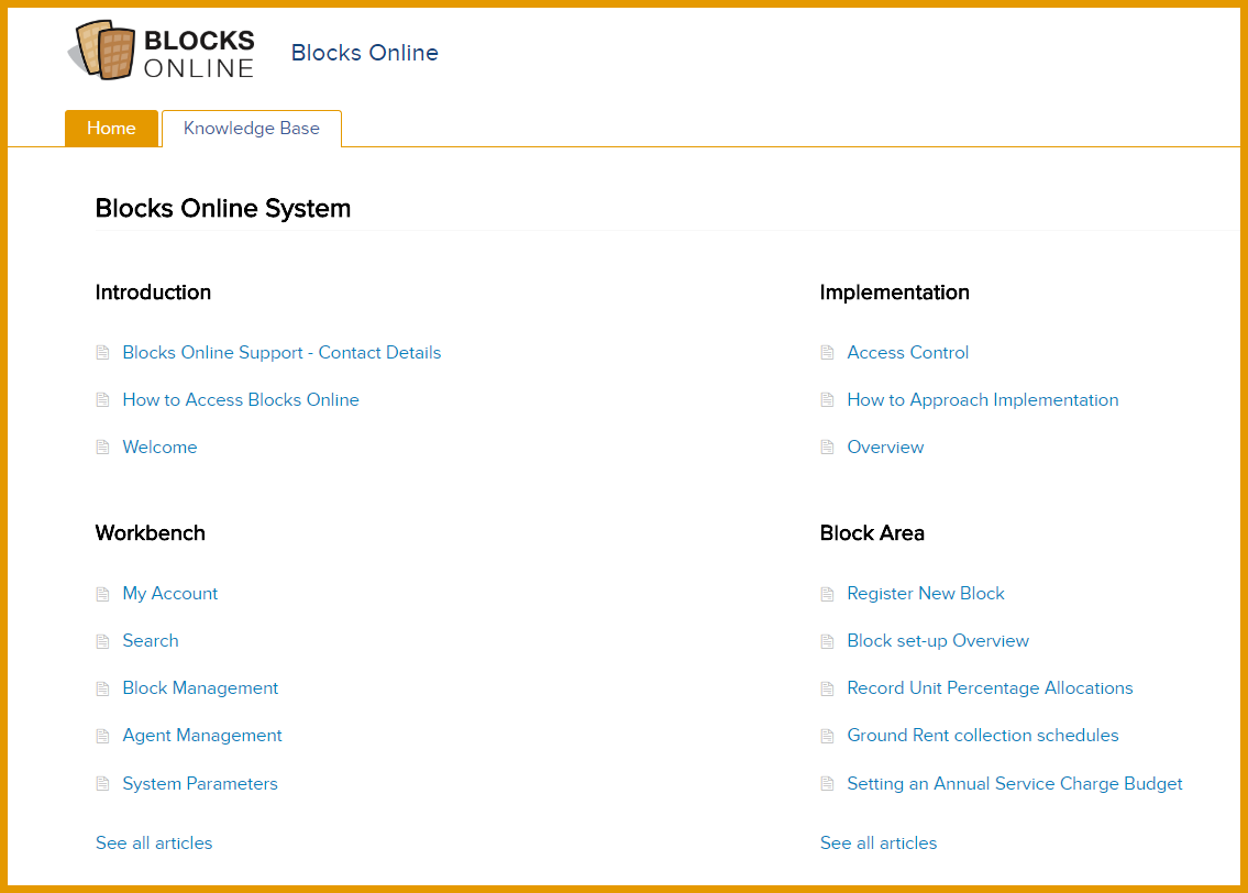 online system options screen